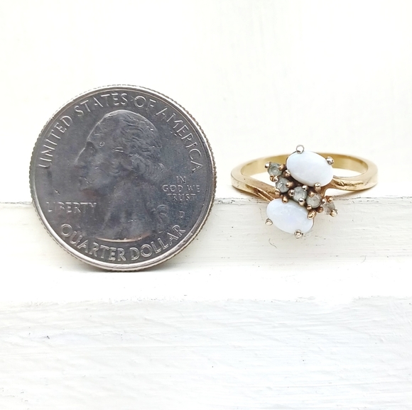 DAC White Stone and CZ Gold Ring (VTG) - Picture 9 of 9